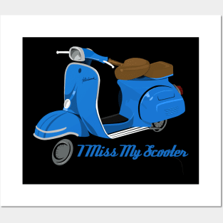 Old Scooter Light Blue Posters and Art